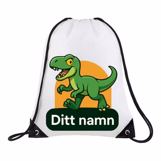 Gympapåse med grön dinosaurie + namn