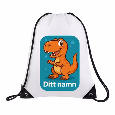 Gympapåse med orange dinosaurie + namn