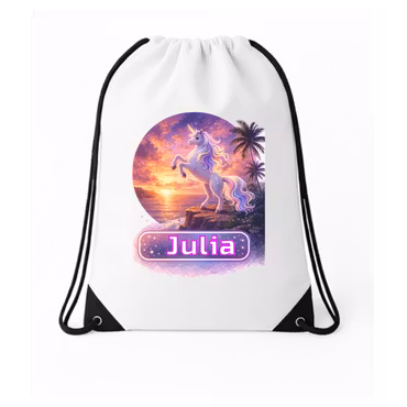 Personlig Gympapåse – Unicorn med hav & palmer