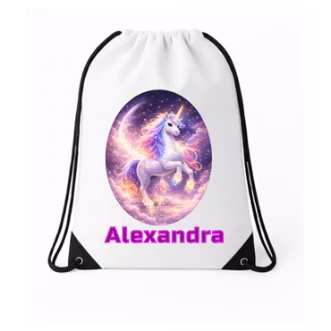 Personlig Gympapåse – Unicorn -Kosmisk måne & stjärnor