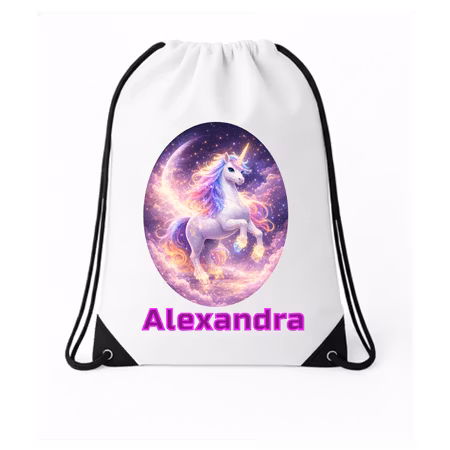 Personlig Gympapåse – Unicorn -Kosmisk måne & stjärnor