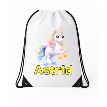 Personlig Gympapåse – Unicorn Regnbåge & guld