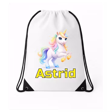 Personlig Gympapåse – Unicorn Regnbåge & guld