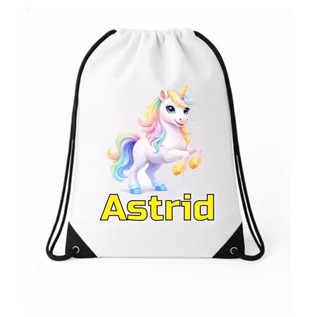 Personlig Gympapåse – Unicorn Regnbåge & guld