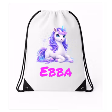 Personlig Gympapåse – Unicorn Lila vinterglitter