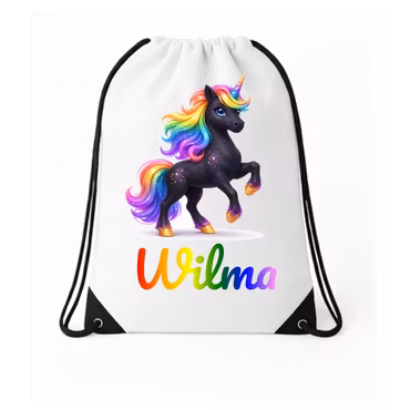 Personlig Gympapåse – Unicorn Mörk regnbåge