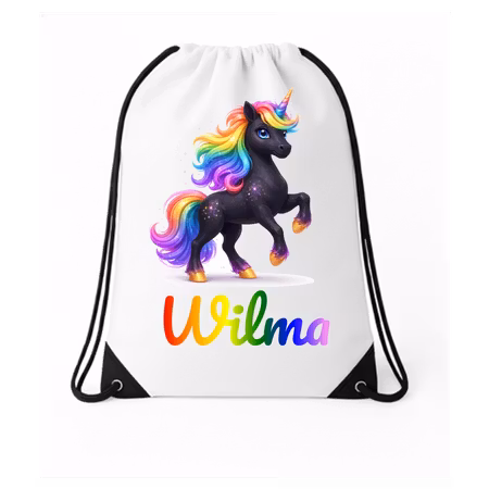 Personlig Gympapåse – Unicorn Mörk regnbåge