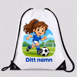 Gympapåse med fotbollsspelande flicka