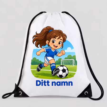Gympapåse med fotbollsspelande flicka