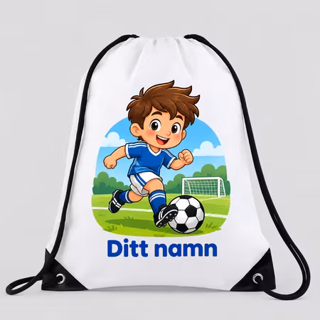 Gympapåse med fotbollsspelande pojke