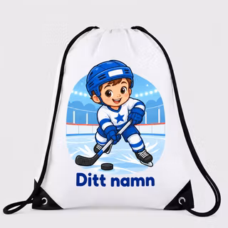 Gympapåse med ishockeyspelande pojke