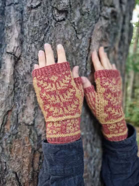 Halvvanten Vintebarr (rödgul), damvante strl S