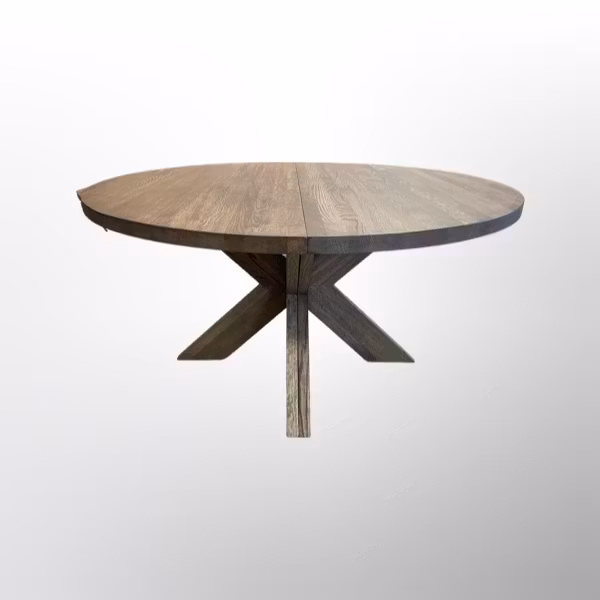 Ek ”dark oak” Runt bord 100-160 med iläggsskivor