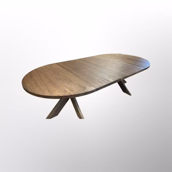 Ek ”dark oak” Runt bord 100-160 med iläggsskivor