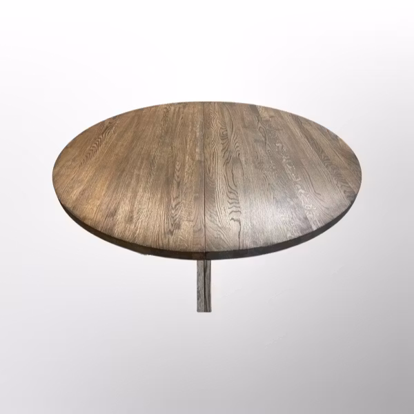 Ek ”dark oak” Runt bord 100-160 med iläggsskivor