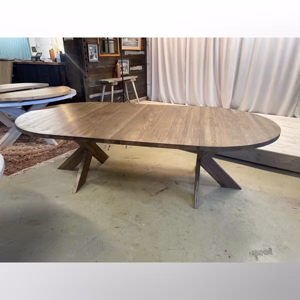Ek ”dark oak” Runt bord 100-160 med iläggsskivor