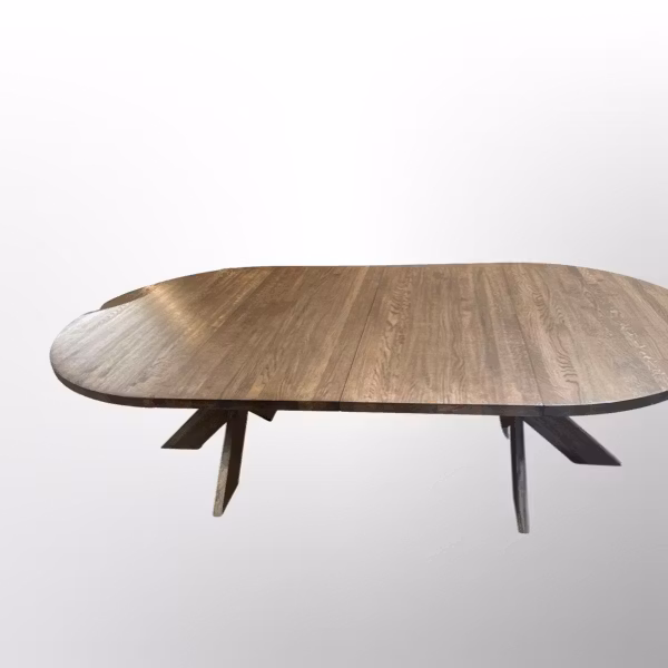 Ek ”dark oak” Runt bord 100-160 med iläggsskivor