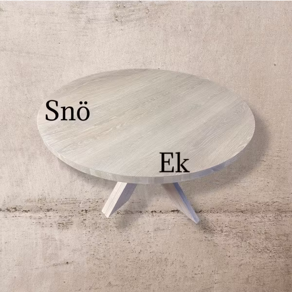 "Snö" runt 100-160 matbord i ek med 1-3 illäggsskivor