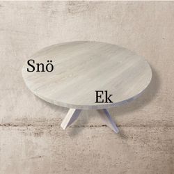 "Snö" runt 100-160 matbord i ek med 1-3 illäggsskivor