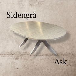Ask sidengrå. Runt bord 100-160 med ikäggsskivor