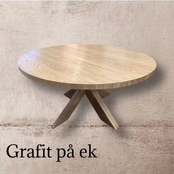 Ek Grafit. Runt bord 100-160 med iläggsskivor
