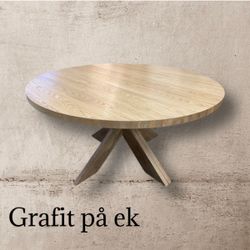 Ek Grafit. Runt bord 100-160 med iläggsskivor