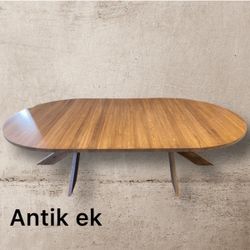 "Antik ek" runt 100-160 matbord i ek med 1-3 illäggsskivor