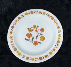 Tallrikar 4 st ARCOPAL orange blommor  retro