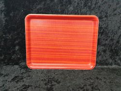 Röd randig bricka i glasfiber retro