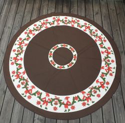 Rund julduk med brun botten, retro.