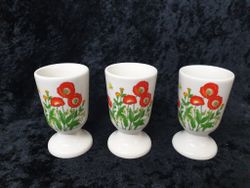 Äggkoppar med blommor 70-tal 3 st