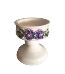 Rosa Ljung ljusstake till blockljus med lila blommor