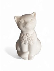 Rosa Ljung sittande vit katt 12 cm