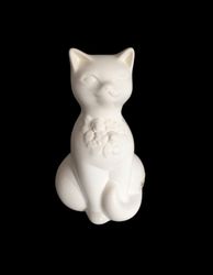 Rosa Ljung vitt katt sittande 19 cm