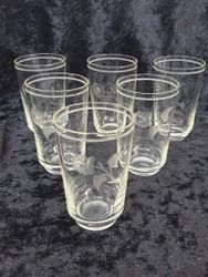 Seltersglas tunna 6 st med slipade blommor