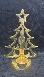 Mässings ljusstake julgran, värmeljus