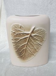 Keramik vas med ett löv W Germany  Staffel Stoneware