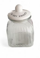 Glasburk med porslins lock Text "for my sweet"