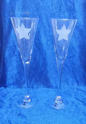 Champagne glas frostad stjärna 2 st