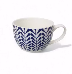 Vita muggar med blå rankor 6 st