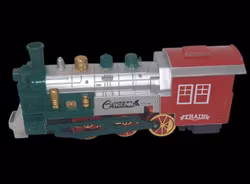 Leksaks tåg i plast låter och kör