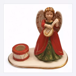 Fyrklövern Collection exklusive edition Ängel med luta och har en trumma som ljushållare