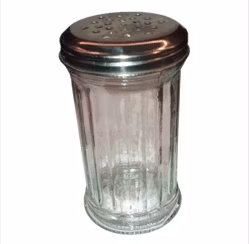 Retro sockerströare i glas och metall