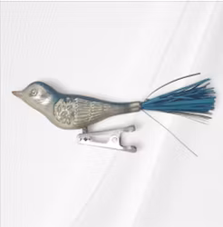 Fågel till julgranen Vintage silvrig/blå med turkos stjärt