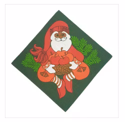 Juldukar gröna med tryckt tomte och äpplen 2 st 23x23 cm