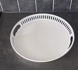 Rund vit plåt bricka 31,5 cm dia