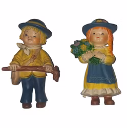 Stenwreth figurer pojke och flicka8,5x 4 cm, retro
