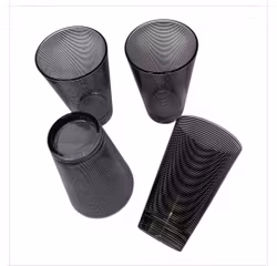 Svart räfflade dricksglas 4 st obs! ränderna är raka