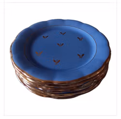 6 st Assietter "SAFIR" blå Gefle Uppsala/Ekeby Arthur Percy.