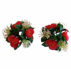 Retro ljusmanschetter 2 st i plast rosor och brudslöja